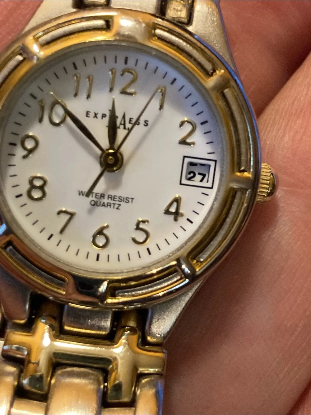 Two-Tone Gold & Silver Women's Quartz Watch with Date Runs Perfectly